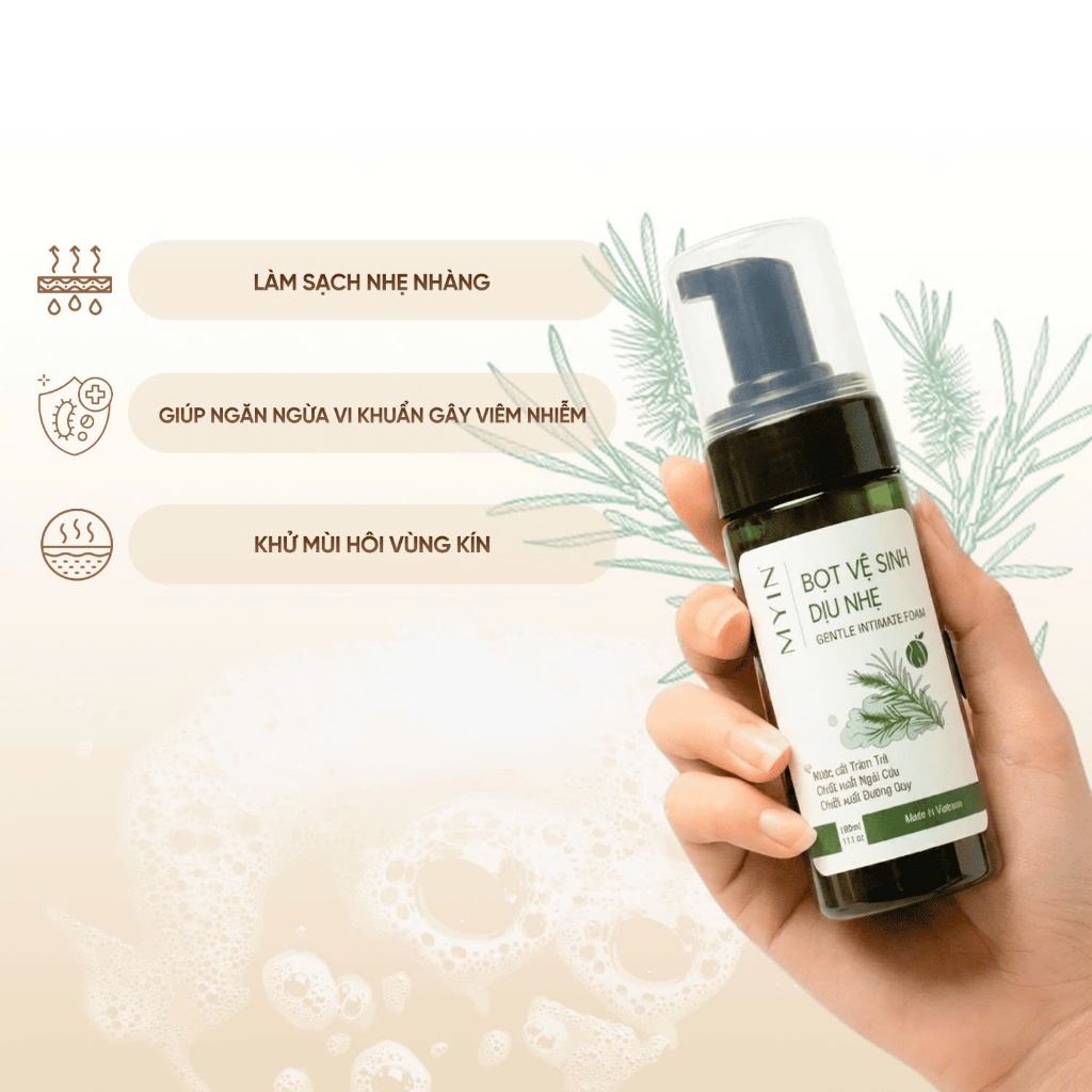 MYIN Bọt Vệ Sinh Dịu Nhẹ  100ml- Làm Sạch Vùng Kín, Khử Mùi, Dưỡng Ẩm Tự Nhiên
