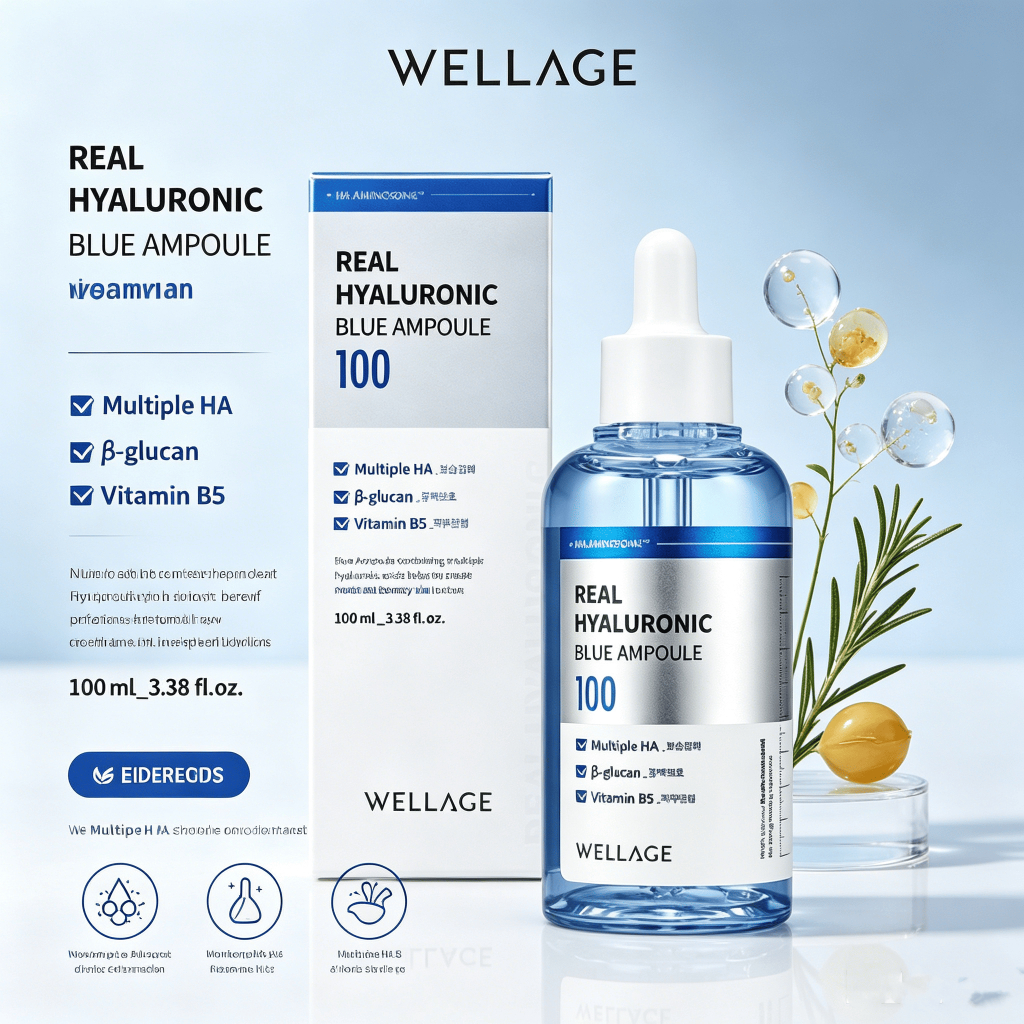 Tinh chất Wellage Real Hyaluronic Blue Ampoule 100ml cấp ẩm sâu cho da