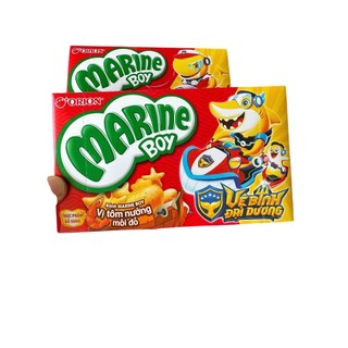 Bánh Cá Marine Boy Orion Vị Tôm Nướng Môi Đỏ Hộp 35g - Bánh Quy Giòn Bổ Sung Canxi Cho Bé