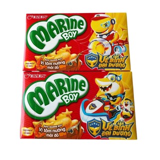 Bánh Cá Marine Boy Orion Vị Tôm Nướng Môi Đỏ Hộp 35g - Bánh Quy Giòn Bổ Sung Canxi Cho Bé