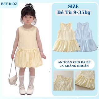 Váy Cho Bé Gái, Váy Sát Nách Suông Phối Chân Váy Bí Hot Trend Họa Tiết Nơ Nổi Bật Chất Cotton 2 Lớp