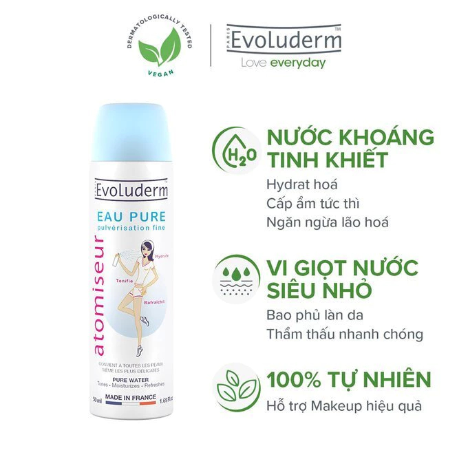 Xịt Khoáng Evoluderm Dưỡng Da, Cấp Ẩm Và Làm Dịu Da Tức Thì - Ever Queen