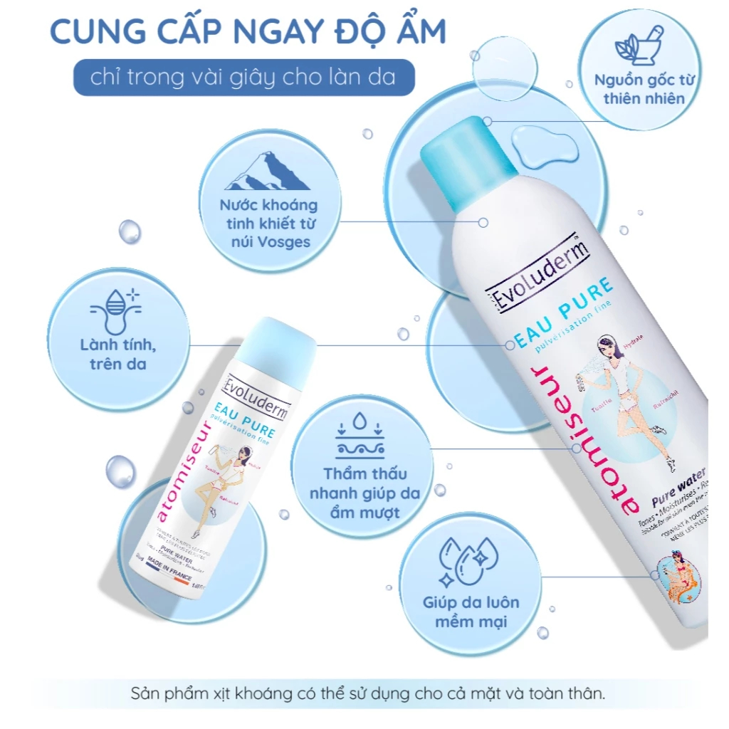 Xịt Khoáng Evoluderm Dưỡng Da, Cấp Ẩm Và Làm Dịu Da Tức Thì - Ever Queen