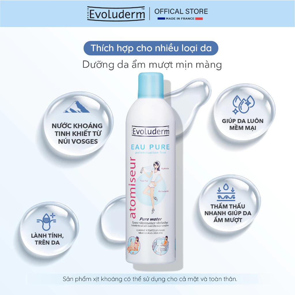 Xịt Khoáng Evoluderm Dưỡng Da, Cấp Ẩm Và Làm Dịu Da Tức Thì - Ever Queen
