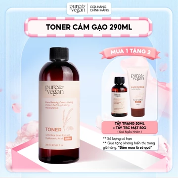 Nước Cân Bằng Toner Cám Gạo Pure Vegan Cấp Ẩm Làm Mềm Da Cân Bằng Độ pH (290ml) - Hỗ Trợ Sáng Da