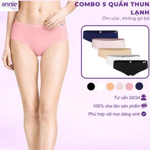 Combo 5 quần lót nữ trơn thun lạnh, lưng thấp cao cấp annie QE4534 ôm sát cơ thể, không cấn, mềm mịn
