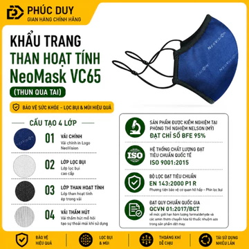 😷 Khẩu Trang Than Hoạt Tính NeoMask VC65 Chính Hãng