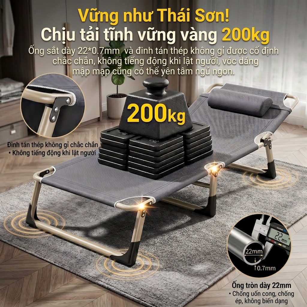 MY Giường gấp gọn thông minh Cơ chế nghiêng ổn định, khả năng chịu tải mạnh mẽ và có thể gập lại để cất giữ | BigBuy360 - bigbuy360.vn