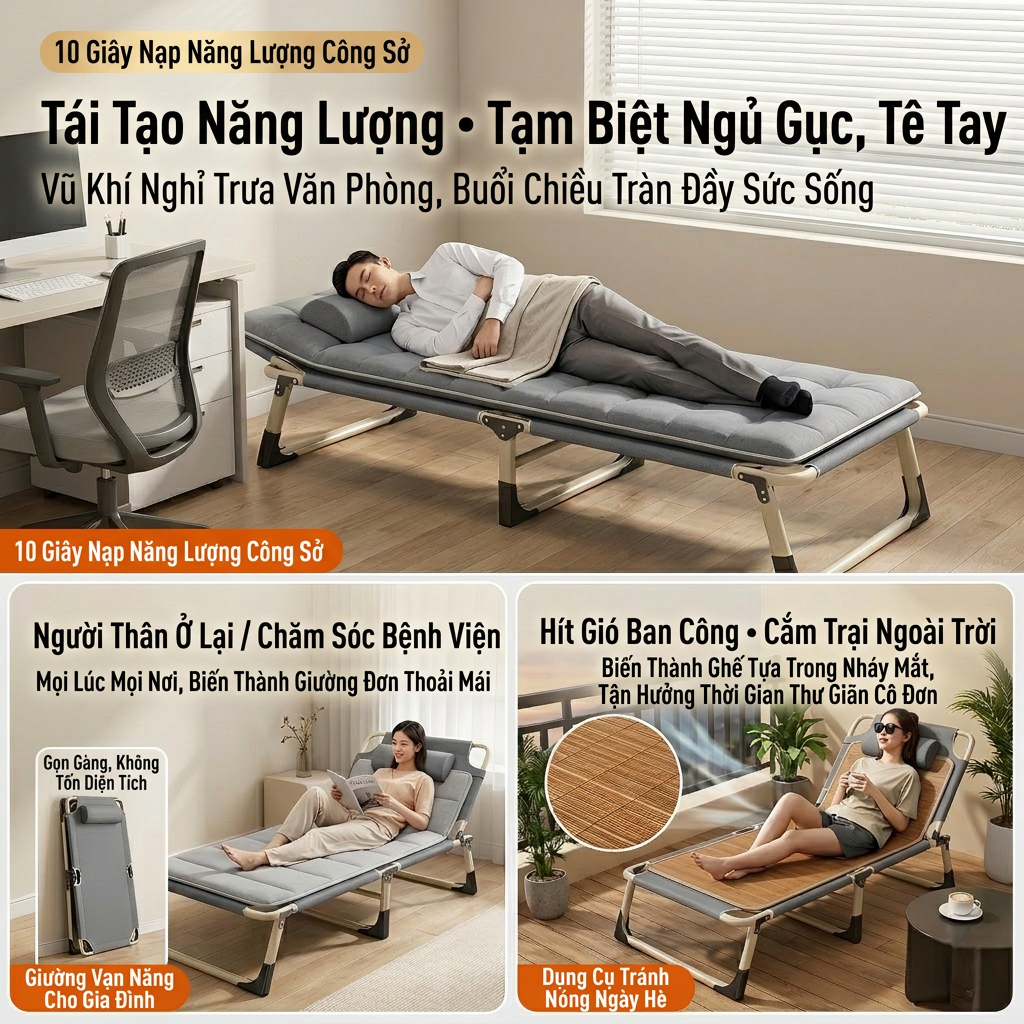 MY Giường gấp gọn thông minh Cơ chế nghiêng ổn định, khả năng chịu tải mạnh mẽ và có thể gập lại để cất giữ | BigBuy360 - bigbuy360.vn