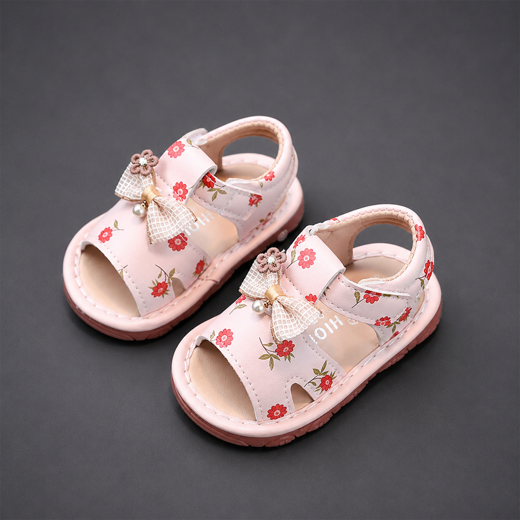 Dép Sandal Bé Gái Kidudids Dép Tập Đi Bé Gái Hoa Nơ Chống Trượt Êm Chân Size 16-20