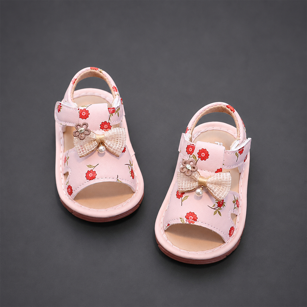 Dép Sandal Bé Gái Kidudids Dép Tập Đi Bé Gái Hoa Nơ Chống Trượt Êm Chân Size 16-20