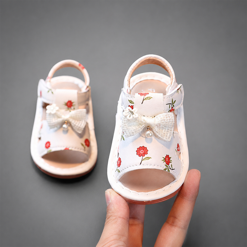 Dép Sandal Bé Gái Kidudids Dép Tập Đi Bé Gái Hoa Nơ Chống Trượt Êm Chân Size 16-20