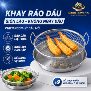 Khay Ráo Dầu Inox 304 Đa Năng, Rổ Lọc Dầu Chiên Rán Giúp Thực Phẩm Khô Ráo Giòn Ngon