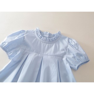 Váy Cho Bé Gái, Váy Tiểu Thư Cho Bé Gái Thiết Kế Cổ Bèo Tay Phồng Phối Bèo Chất Liệu Cotton Mềm Mại