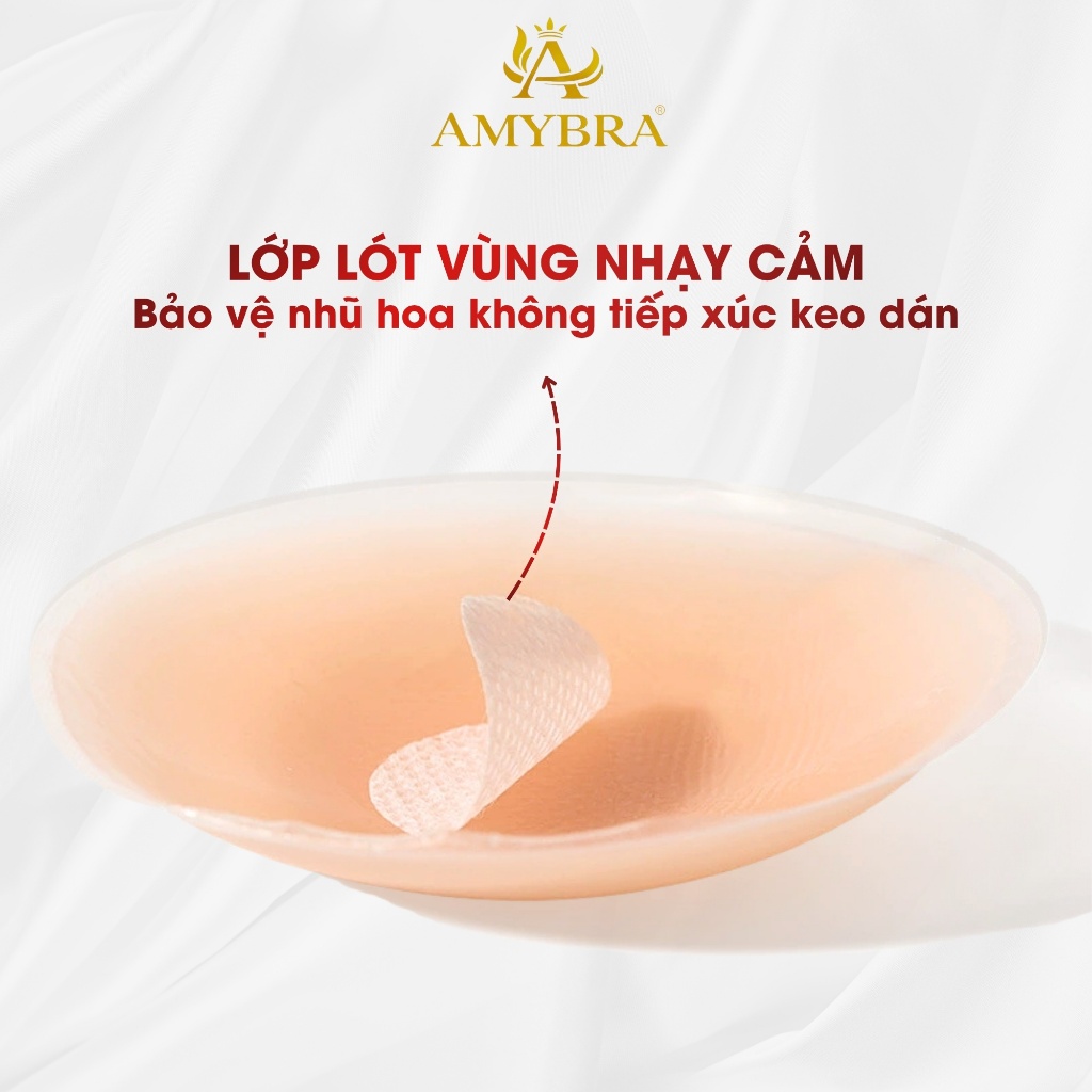 Miếng Dán Ngực Silicon Tái Sử Dụng, Hộp 5 Cặp Dán Ti Keo Sinh Học AMYBRA D329