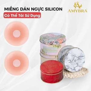 Miếng Dán Ngực Silicon Tái Sử Dụng, Hộp 5 Cặp Dán Ti Keo Sinh Học AMYBRA D329