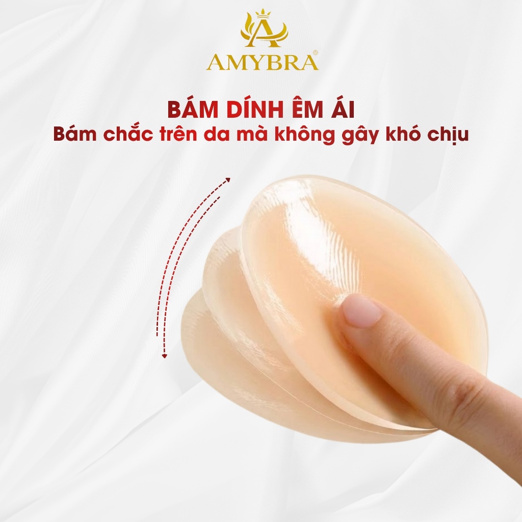 Miếng Dán Ngực Silicon Tái Sử Dụng, Hộp 5 Cặp Dán Ti Keo Sinh Học AMYBRA D329