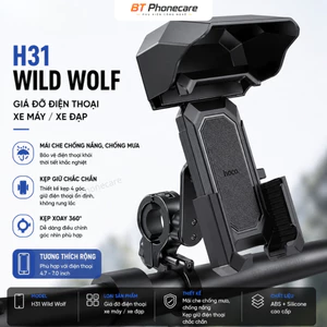 Giá Đỡ Điện Thoại Xe Máy HOCO H31 Wild Wolf Có Mái Che Chống Mưa Nắng Kẹp Chắc Chắn