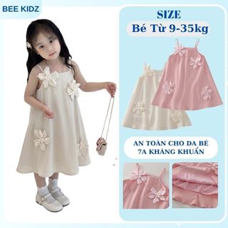 Váy 2 Dây Bé Gái, Váy 2 Dây Thiết Kế Tiểu Thư  Họa Tiết Hoa Nổi Bật Chất Liệu Lụa Mát Mẻ