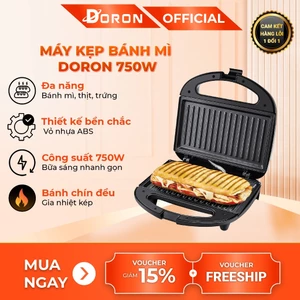 Máy kẹp nướng bánh mì DORON 750W màu sắc hiện đại, kiểu dáng sang trọng