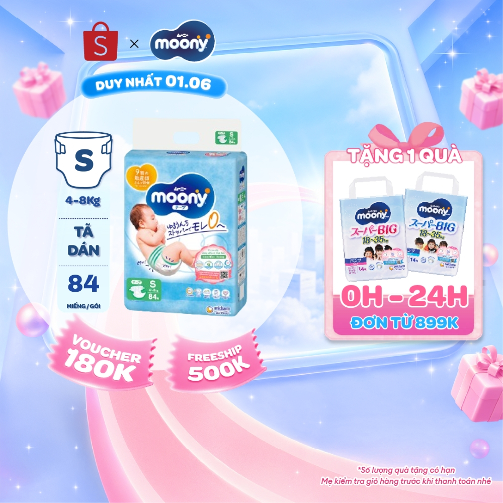 Tã dán cao cấp Moony NB/S/M/L - Nhập khẩu từ Nhật Bản