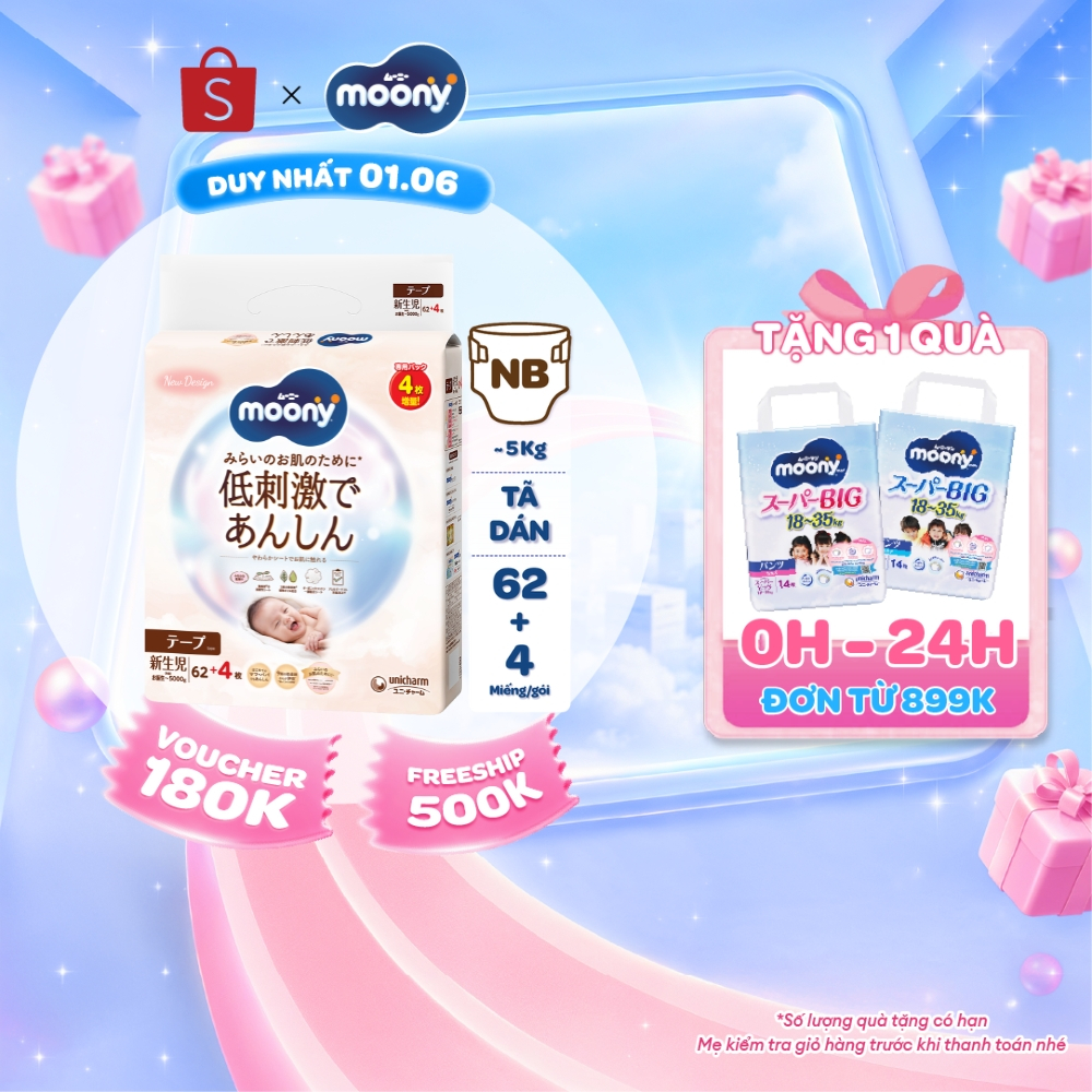 Tã dán Moony Dịu Nhẹ siêu cao cấp NB/S/M/L