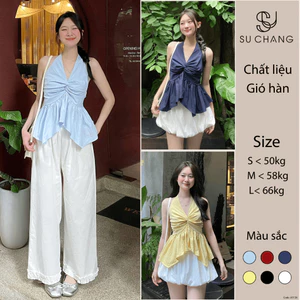 Áo Yếm Xoắn Ngực Xẻ Tà Nữ Tính A3126 Su Chang Thời Trang Nữ