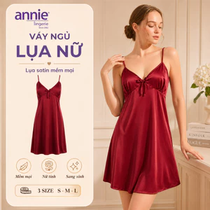 Váy Ngủ Nữ Lụa Satin Hai Dây annie AN 6055 Cổ Tim Cao Cấp, Mềm Mại Bóng Mịn, Thoáng Mát Sang Trọng