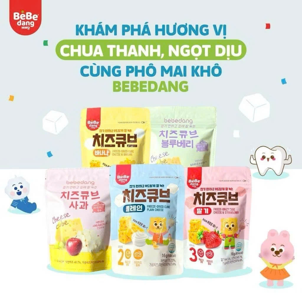 Phô Mai Khô Sấy Lạnh Bebedang 16g Hàn Quốc. Hương Vị Trái Cây Thơm Ngon
