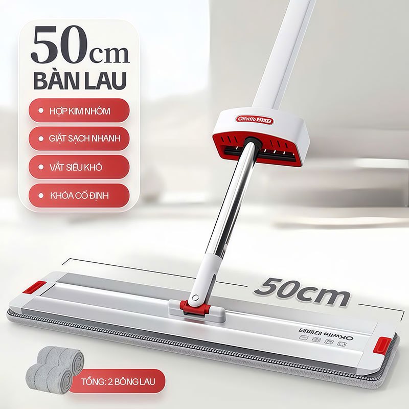 Cây Lau Nhà Tự Vắt OKwife HD-7040A, Chổi Lau Nhà Tự Vắt Thông Minh Xoay 360 Độ, 2 Bông Lau