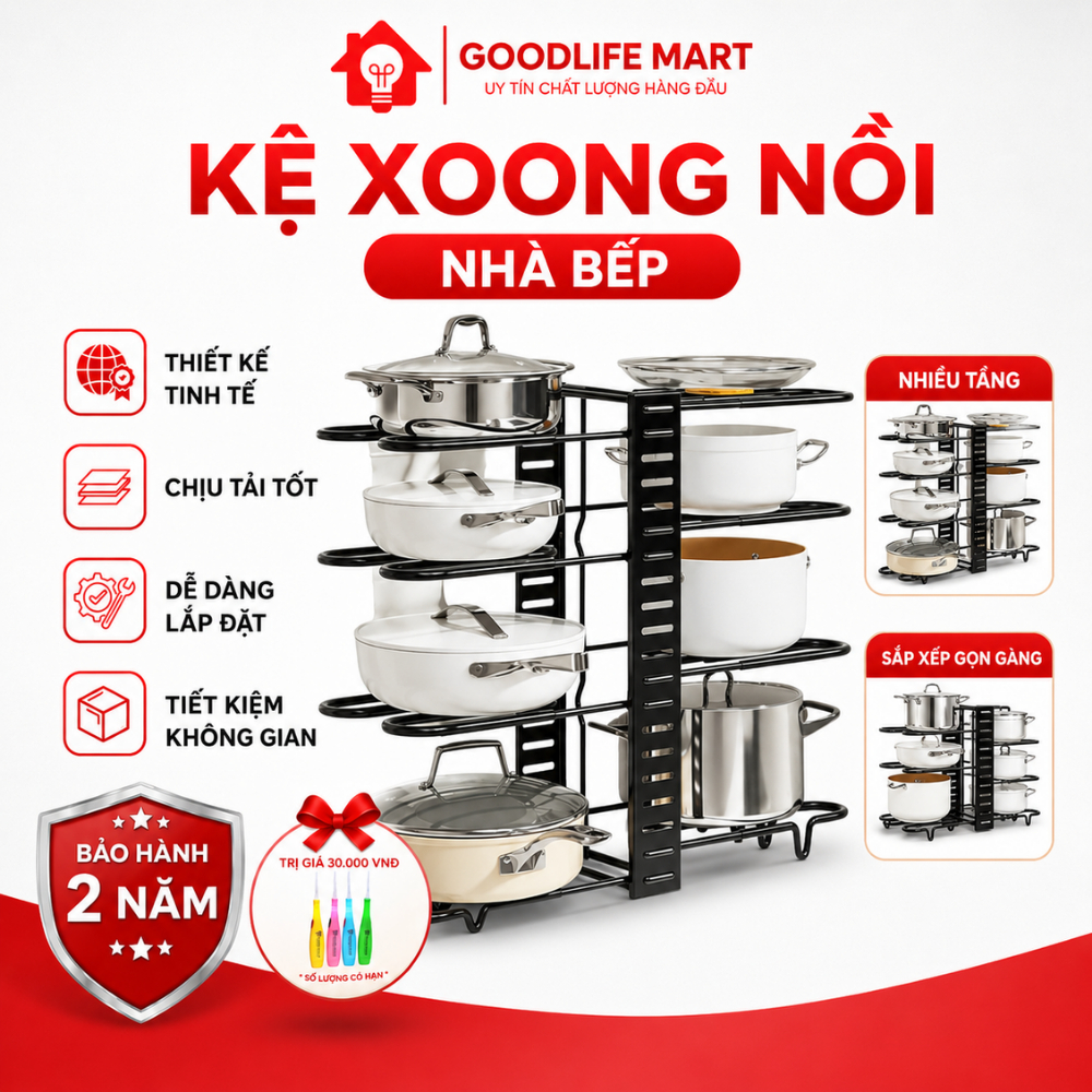 Giá kệ xoong nồi đa năng gấp gọn, chất liệu thép không gỉ sơn tĩnh điện, tuỳ chỉnh theo ý muốn