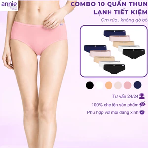 Combo 10 quần lót nữ trơn thun lạnh, lưng thấp cao cấp annie lingerie QE4534 ôm sát cơ thể, mềm mịn