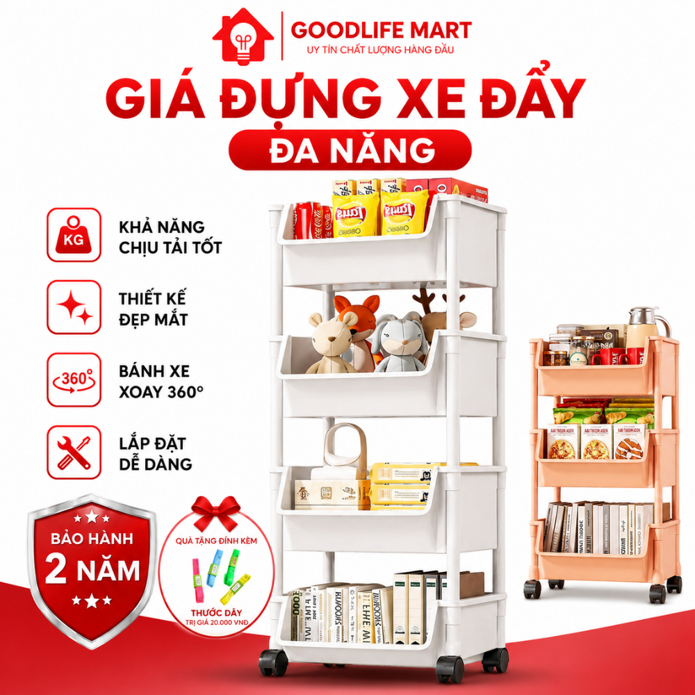 Giá đựng đồ đa năng, đựng đồ mỹ phẩm, nhà bếp cứng cáp dễ di chuyển, chịu lực tốt, dễ lắp đặt