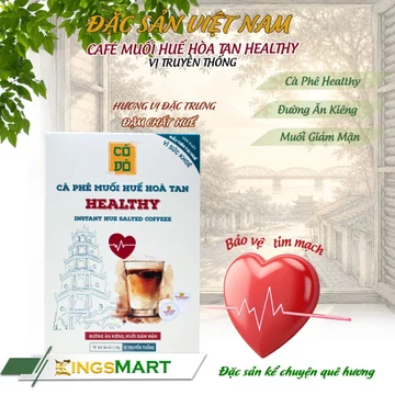 [Uống khỏe]Cà phê muối Huế hòa tan HEALTHY - Đường ăn kiêng, muối giảm mặn - Thương hiệu CỐ ĐÔ - Đặc sản Huế - Hộp 6 cốc