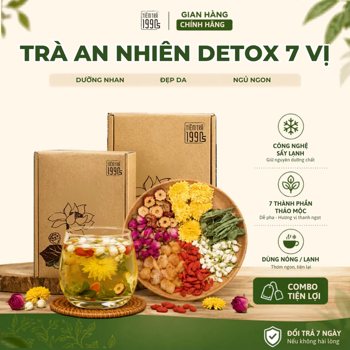 Set Trà An Nhiên Detox Bảy Vị Tiệm Trà 1990s, giúp thanh nhiệt, làm sáng da, an thần ngủ ngon, chống lão hóa