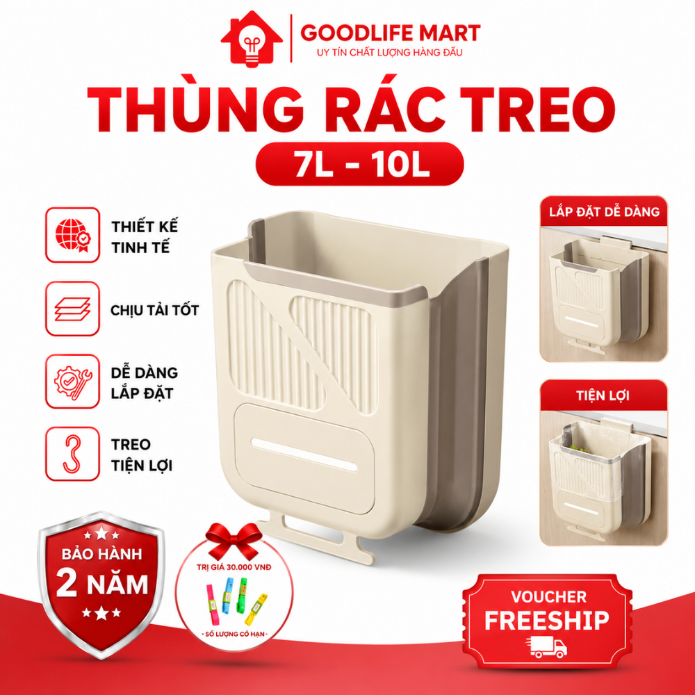 Thùng Rác Treo Tủ Bếp , Thùng Rác Dán Tường , Thùng Rác Nhựa ABS Cao Cấp , Tiện Lợi - An Toàn - Dễ Sử Dụng