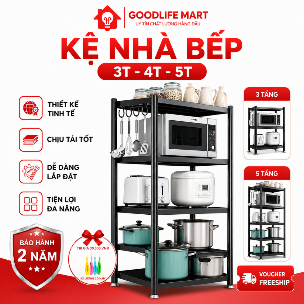 Kệ để đồ thép chống gỉ phủ lớp sơn đen, kệ nhà bếp đa năng có bánh xe, đựng đồ lò nướng chịu tải tốt