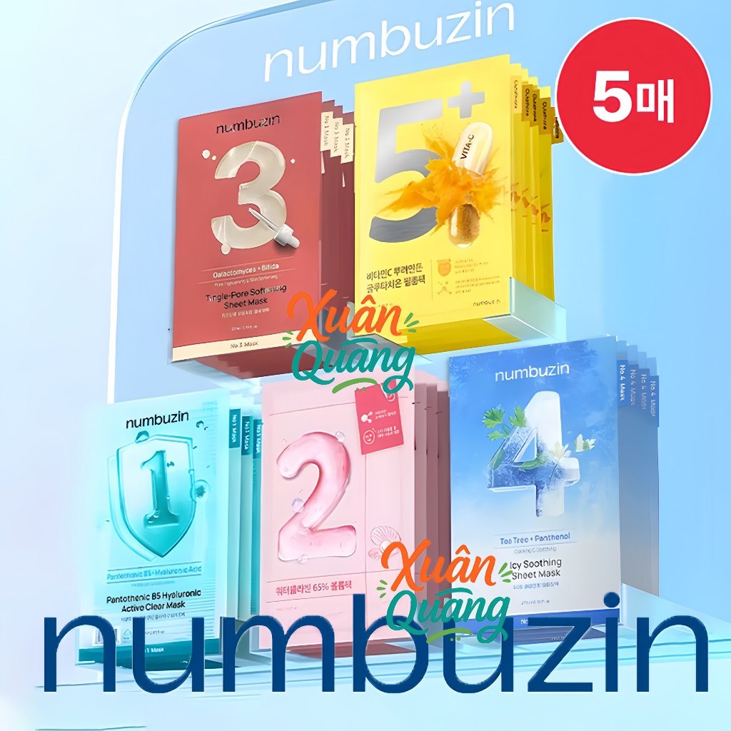 Mặt nạ NUMBUZIN dưỡng ẩm sâu, phục hồi da - No.1 / No.2 / No.3 / No.4 / No.5 / No.9 Sheet Mask 4ea