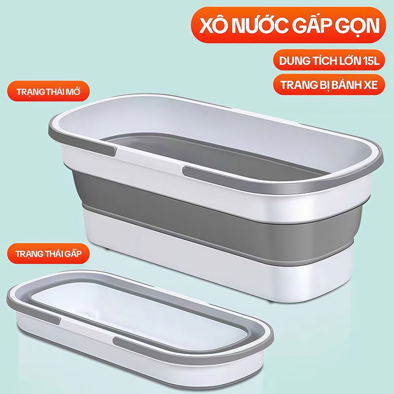 Xô Đựng Nước TANK-01, Xô Gấp Gọn, Xô Lau Nhà, Thau Giặt Đồ Gấp Gọn