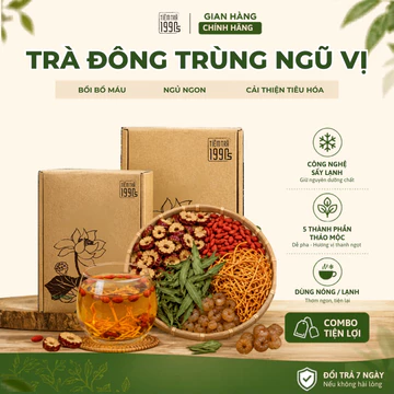 Set Trà Đông Trùng Ngũ Vị Tiệm Trà 1990s trà hoa thảo mộc giúp ngủ ngon, an thần, đẹp da, bồi bổ khí huyết