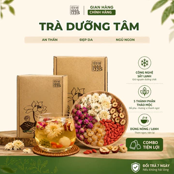 Set Trà Dưỡng Tâm Ngủ Ngon Tiệm Trà 1990s, trà hoa thảo mộc an thần, thư giãn sâu, đẹp da, bồi bổ khí huyết