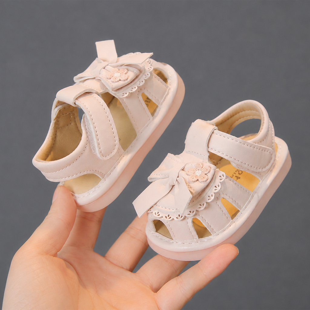 Dép Trẻ Em Tập Đi Có Còi Kidudids Nơ Hoa Cao Cấp Sandal Mềm Nhẹ Chống Trơn Size 16-20