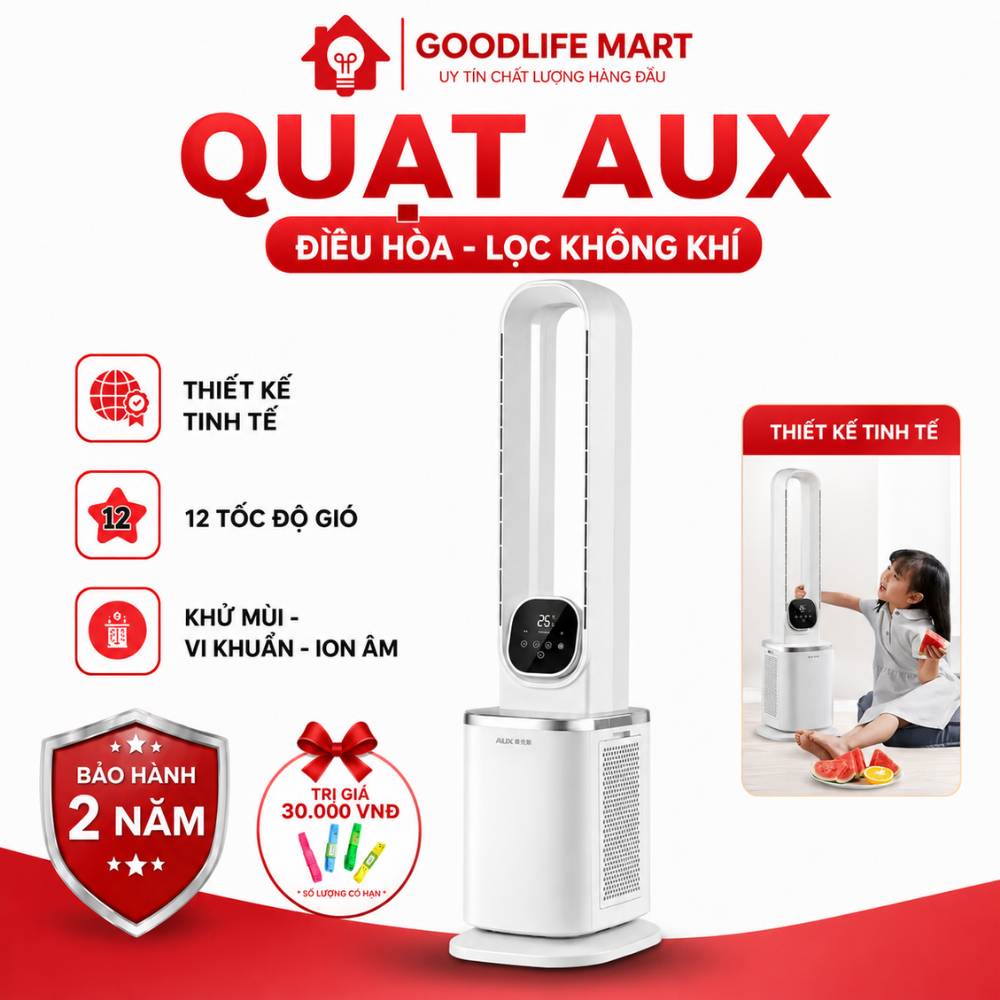 Quạt điều hoà đối lưu không khí không cánh,Quạt làm mát 12 cấp độ gió và lọc không khí bảo vệ sức khỏe