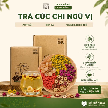 Set Trà Cúc Chi Ngũ Vị Tiệm Trà 1990s, trà hoa ngủ ngon, làm đẹp da, thanh lọc gan, giảm mụn