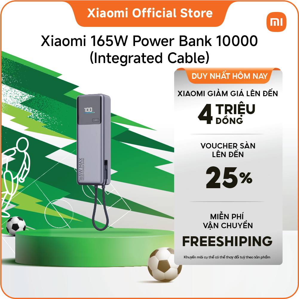 Xiaomi 165W Power Bank 10000mAh (Integrated Cable) ｜Pin cao cấp với dung lượng khủng｜Nhiều biện pháp bảo đảm an toàn