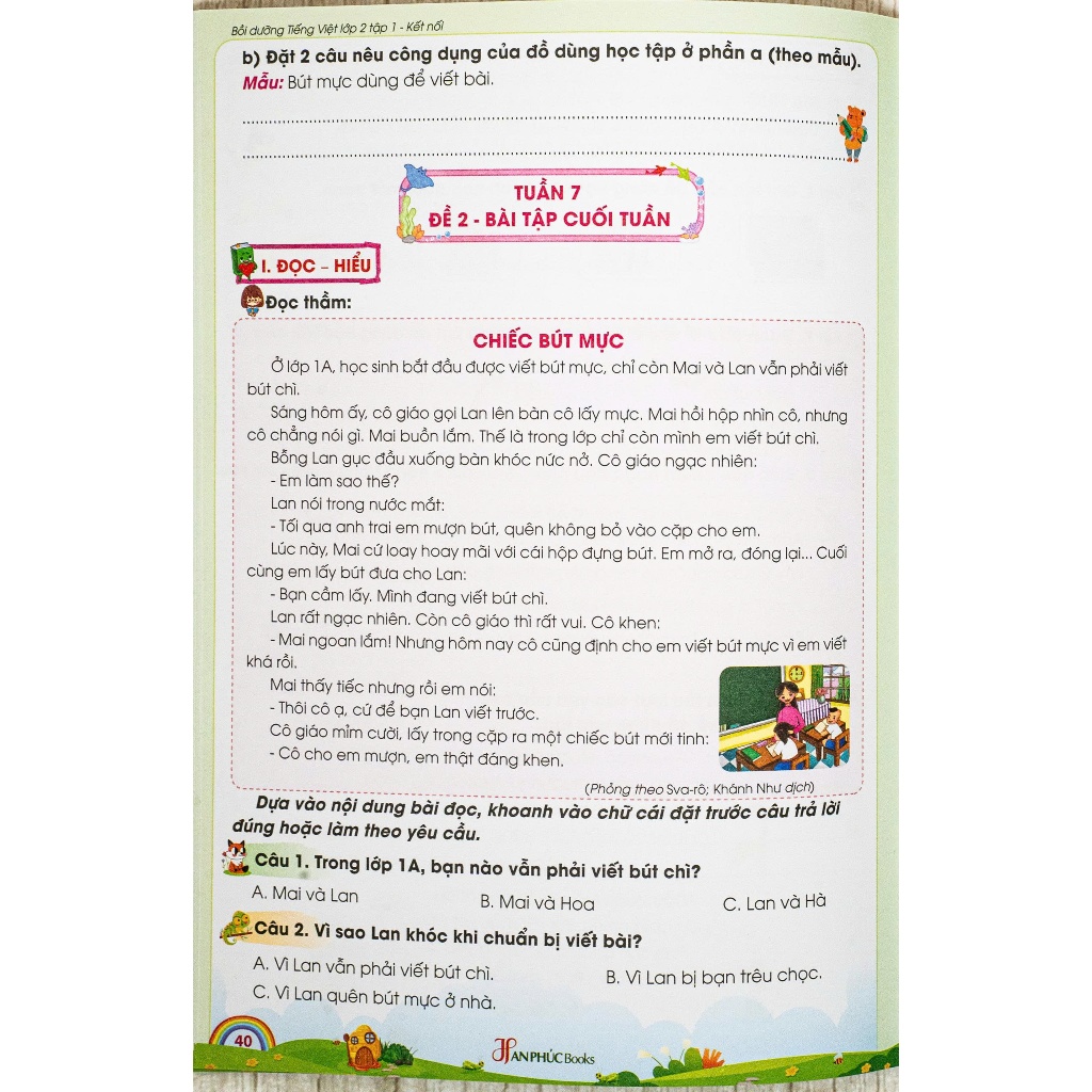 Sách -  H An Phúc Vở Bồi Dưỡng Tiếng Việt Lớp 2 tập 1 Bộ sách kết nối tri thức