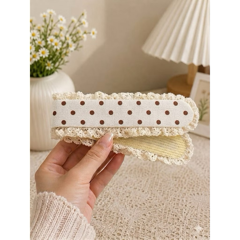 Dán Mái Viền Ren Vintage | Miếng Dán Tóc Tone Nâu Siêu Xinh Kiểu Dáng Basic 🎀