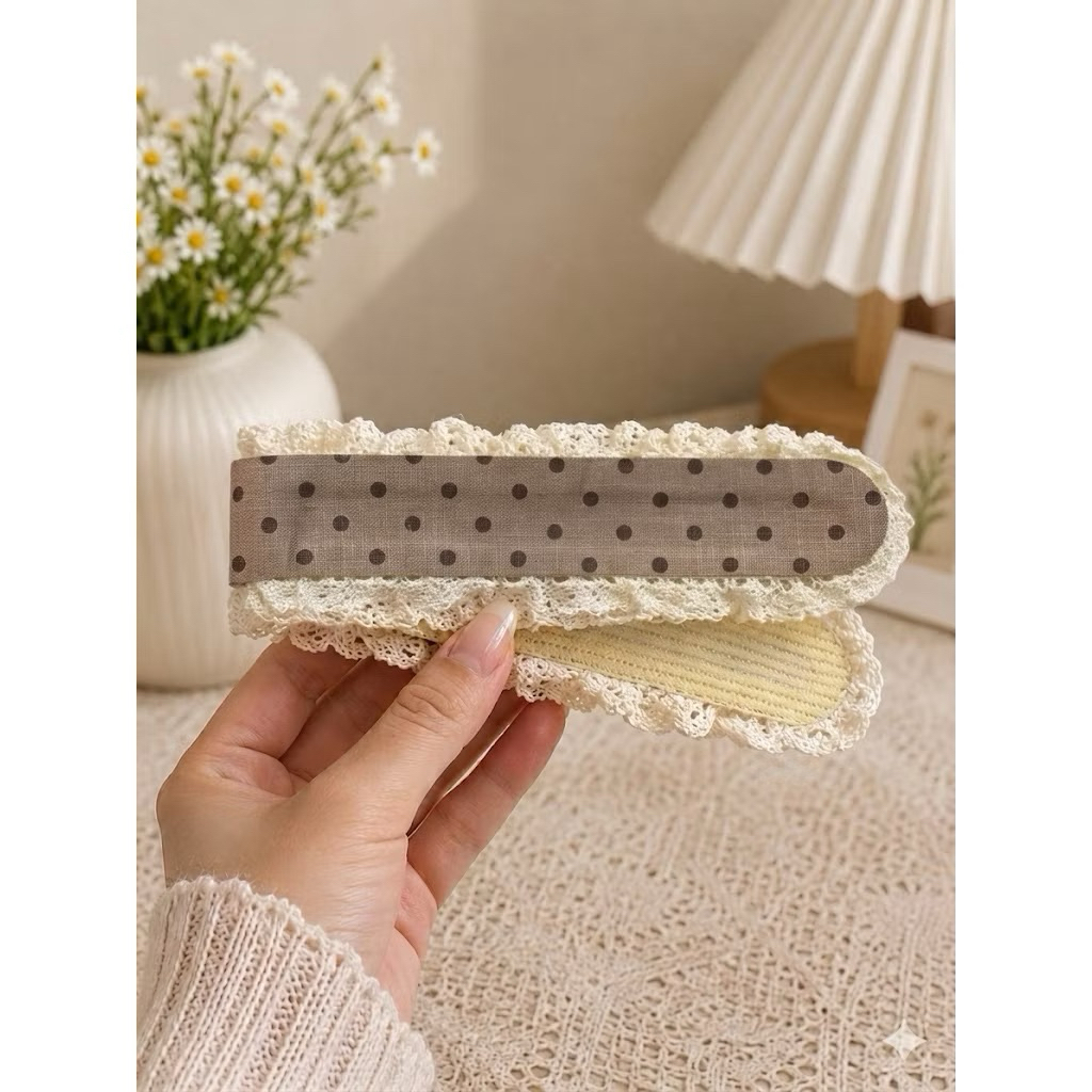 Dán Mái Viền Ren Vintage | Miếng Dán Tóc Tone Nâu Siêu Xinh Kiểu Dáng Basic 🎀