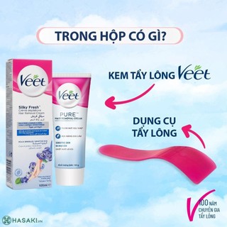 Kem Tẩy Lông Veet Silk & Fresh Nhẹ Dịu An Toàn Loại Bỏ Lông Mịn Màng Tức Thì 100ML