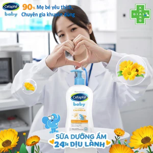 Sữa dưỡng thể hoa cúc hữu cơ Cetaphil Calendula, giúp da bé mềm thơm, mịn màng, không lo mẩn ngứa, rôm sảy (Chai 400ml)